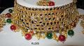 Indian Designer Golden Choker Necklace Set w/ Earrings & Mang Tika